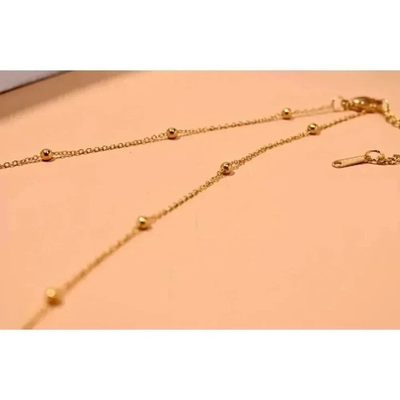 Crystal Beaded Gold Initial Necklace - Stainless Steel -Heart - Handmade - Picture 3 of 4